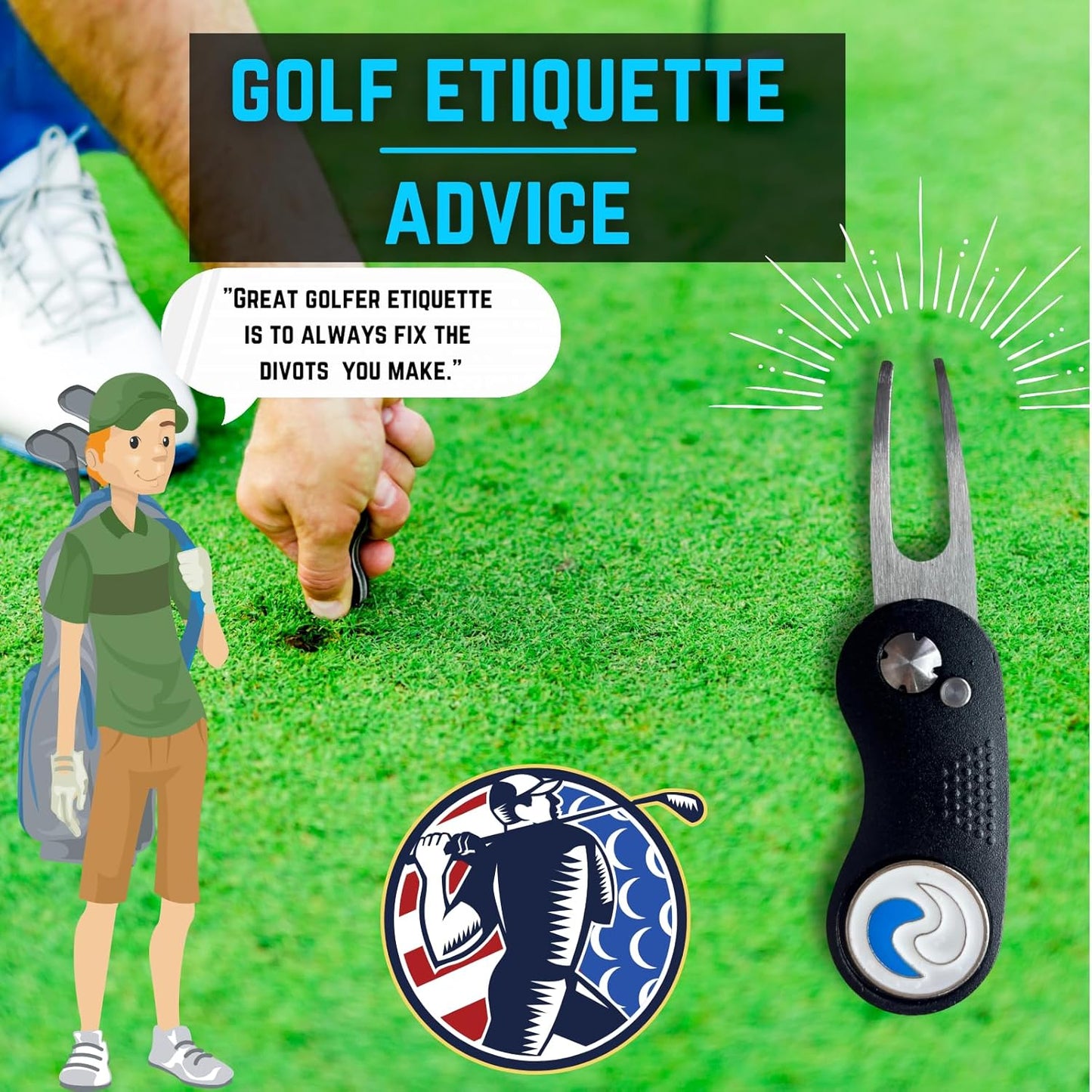 NuRich Golf Divot Repair Tool - All-Metal Design with Magnetic Ball Marker | Compact & Portable Golfer Accessory