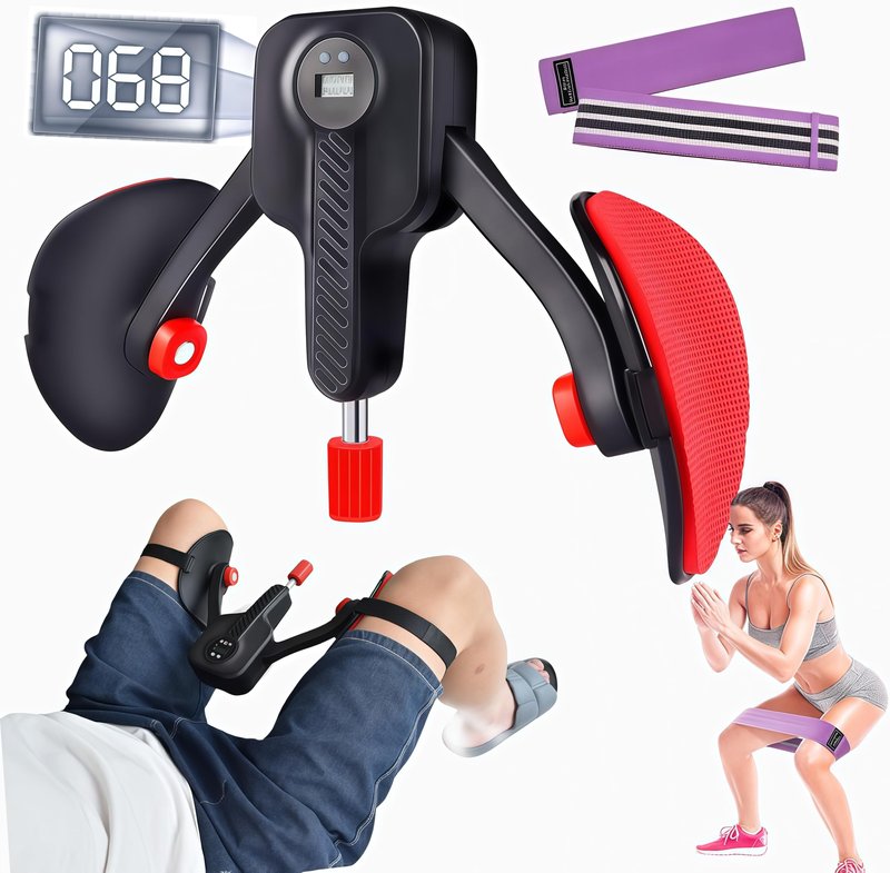 FJFQXY Kegel Exercise Thigh Trainer Adjustable Resistance 0-110 lbs, Pelvic Floor Exercise Devices with Leg Straps,Inner Thigh Exerciser for Women Men