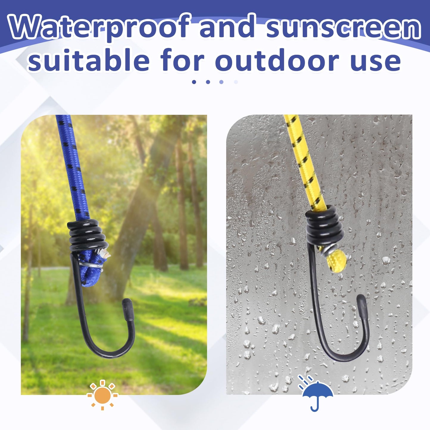 Roadtofree 8 Pack Bungee Cords with Hooks,Elastic Bungee Straps,Includes 40",32", 24", 16",Heavy Duty Outdoor Bungie Straps to Packing for Tent,Camping,Fastening Items,Storing Packages