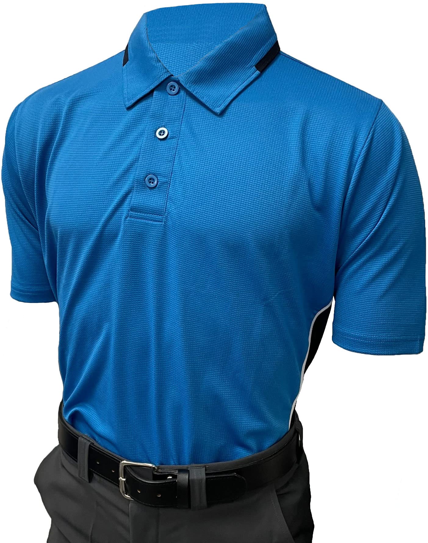 Smitty Men's Collegiate Softball Body Flex Short Sleeve Umpire Shirt (Large, Bright Blue/Midnight Navy)