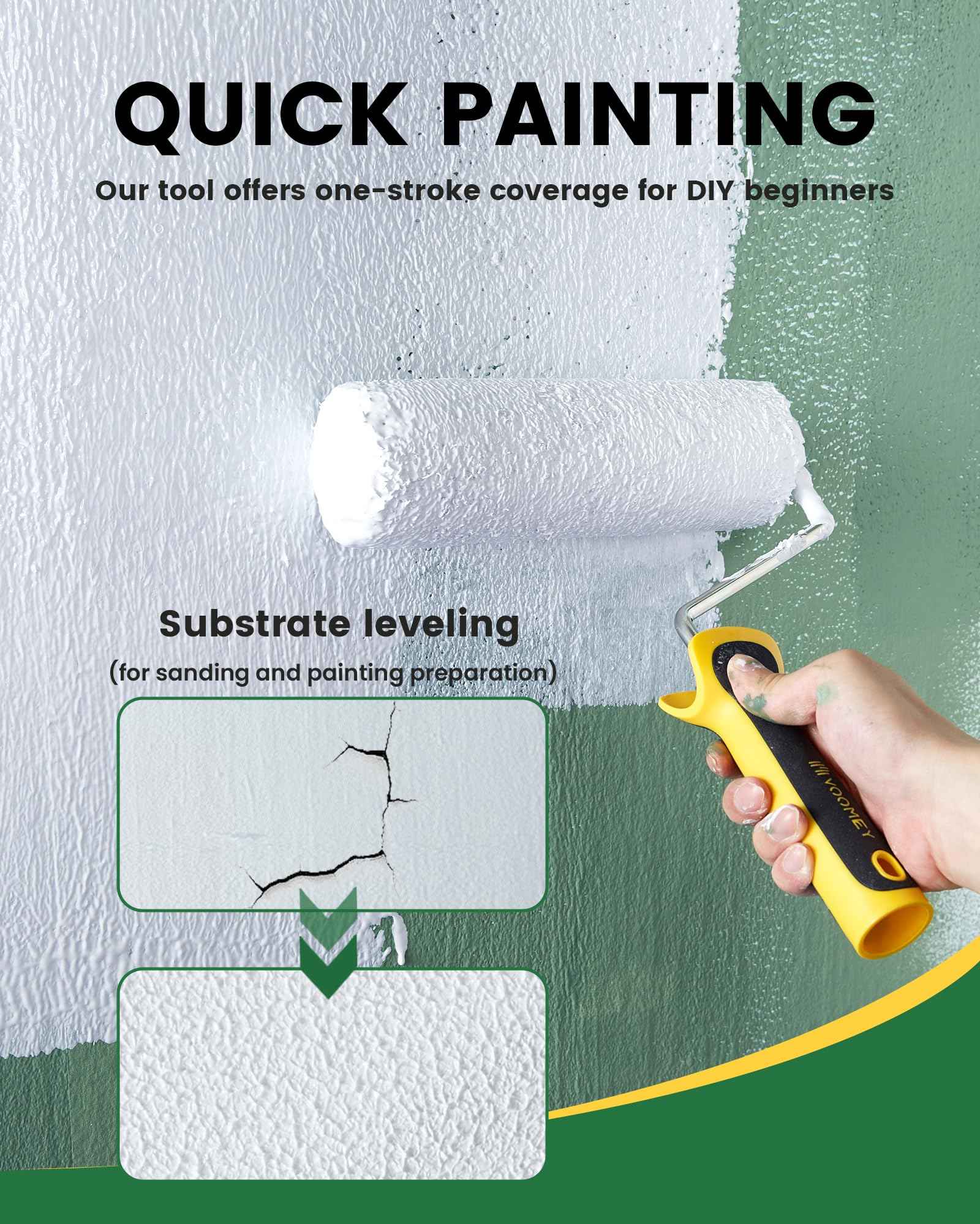 Voomey 9 Inch Drywall Compound Roller Cover with 1 Pcs Paint Roller Frame, Drywall Texture Brush, Suitable for Covering Wall and Ceiling Surfaces