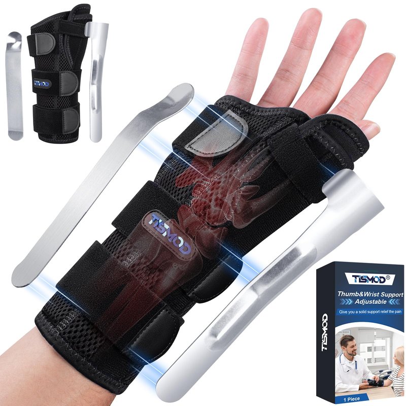 TISMOD Wrist Brace with Thumb Support,Thumb Spica Splint Left Hand for De Quervain's Tenosynovitis Brace, Thumb Brace Left Hand for Women/Men, One Size-Black-Left