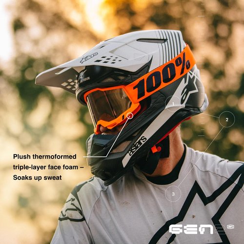 100% Accuri 2 OTG Mountain Bike & Motocross Goggles - Sports Goggles for Motocross & Dirt Bike Riding - Yellow, Clear Lens