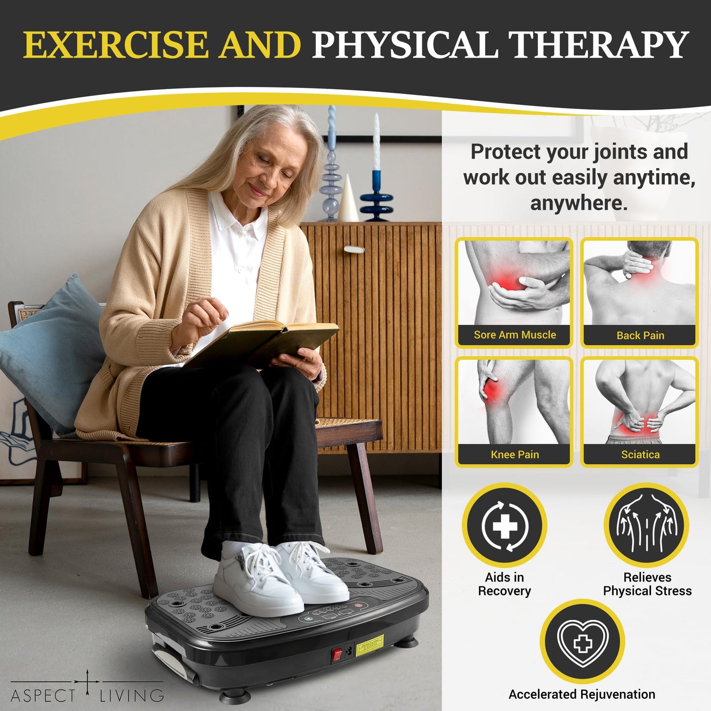 Vibration Plate Exercise Machine for Home Gym - High-Intensity Whole Body Vibration for Fat Burning, Lymphatic Drainage & Muscle Toning, with Resistance Bands & Push-Up Handles