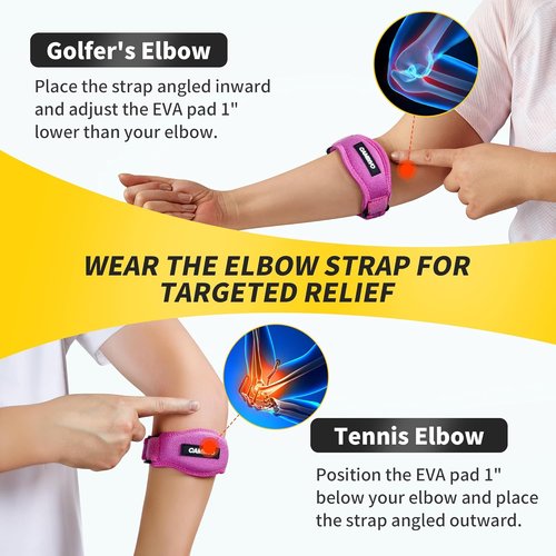 CAMBIVO Tennis Elbow Brace - 2 Pack Adjustable Compression Straps for Pain Relief | Forearm Support for Sports & Gym