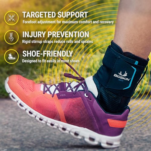 APX Ankle Brace - Adjustable Compression Support for Sprains | Figure-8 Wrap, No Lace Design, Medium