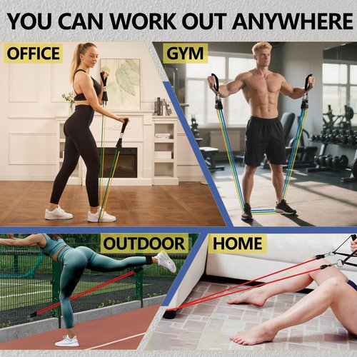 Resistance Bands,Exercise Bands,Grip Strength Trainer,Resistance Bands for Working Out with Handles for Men and Women,Workout Bands with Door Anchor and Ankle,Strength Training Home Gym Equipment