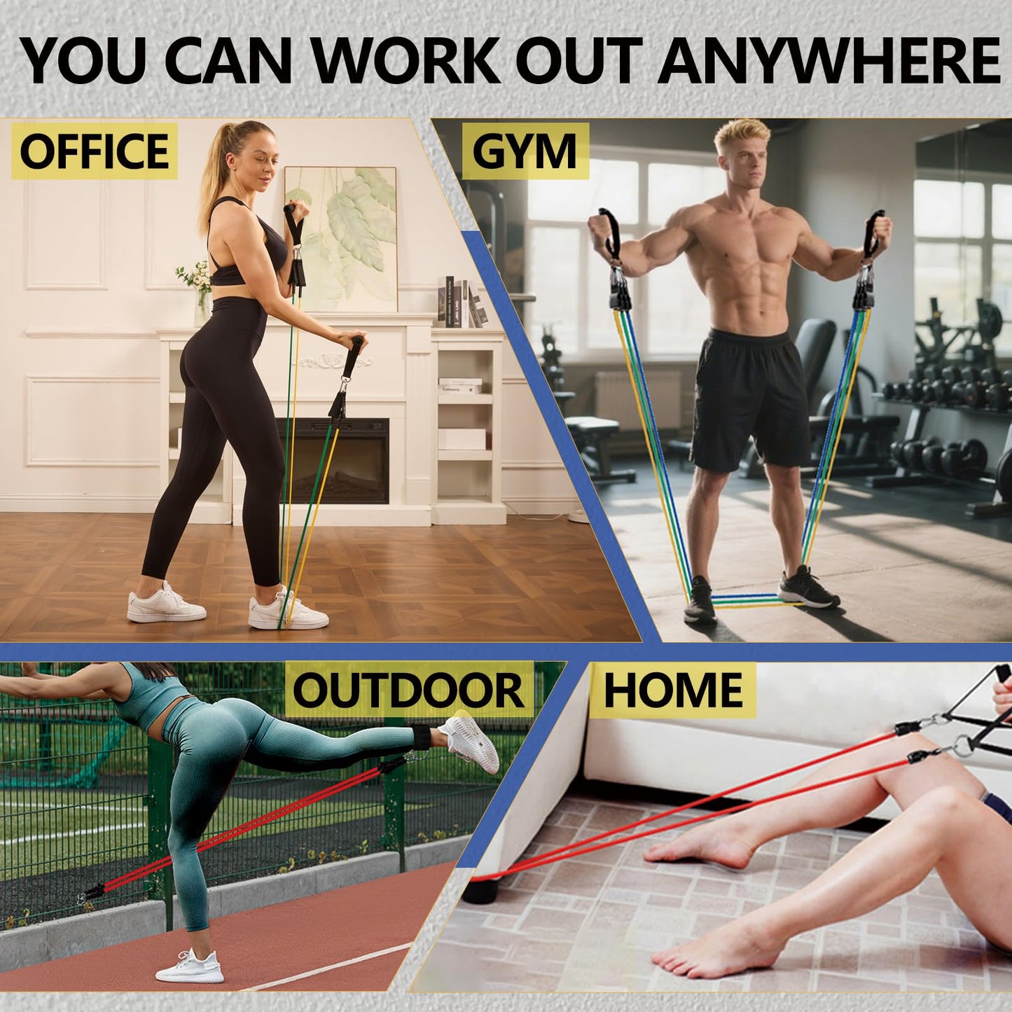 Resistance Bands,Exercise Bands,Resistance Bands for Working Out with Handles for Men and Women,Workout Bands with Door Anchor and Ankle,Strength Training Home Gym Equipment