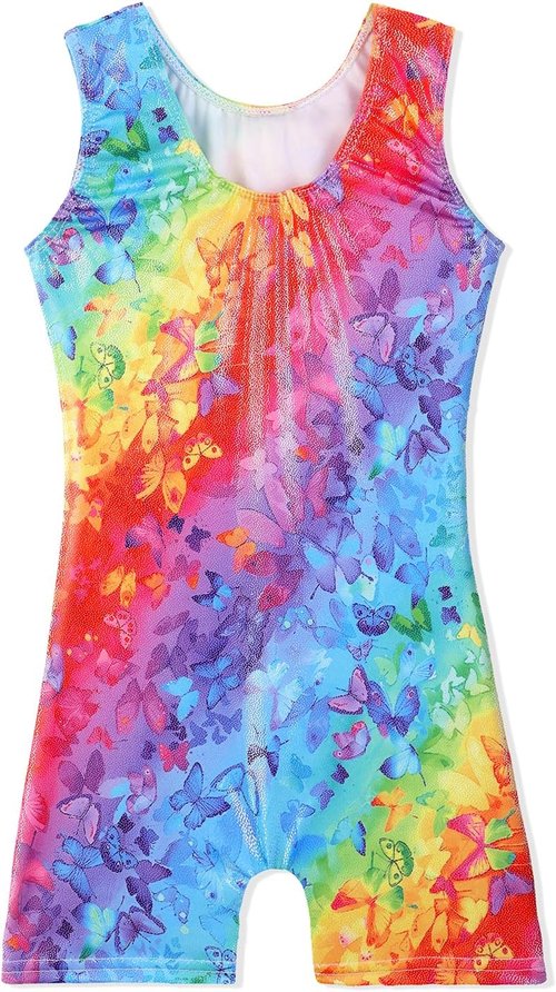 Belovance Toddler Girls' Gymnastics Leotard - Sparkly Rainbow Dinosaur & Leopard Design
