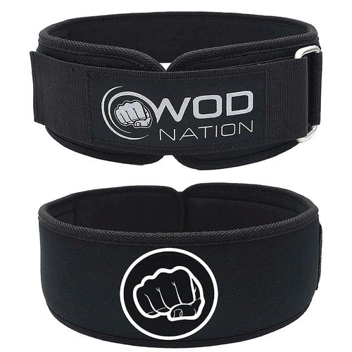 WOD Nation 4" Pro Weight Lifting Belt for Men and Women, Firm Support Nylon Waist Belt for Deadlifts, Squats, Weightlifting, Adjustable Lever Gym Belt, Lifting Accessories, Medium - 32-35" Waist