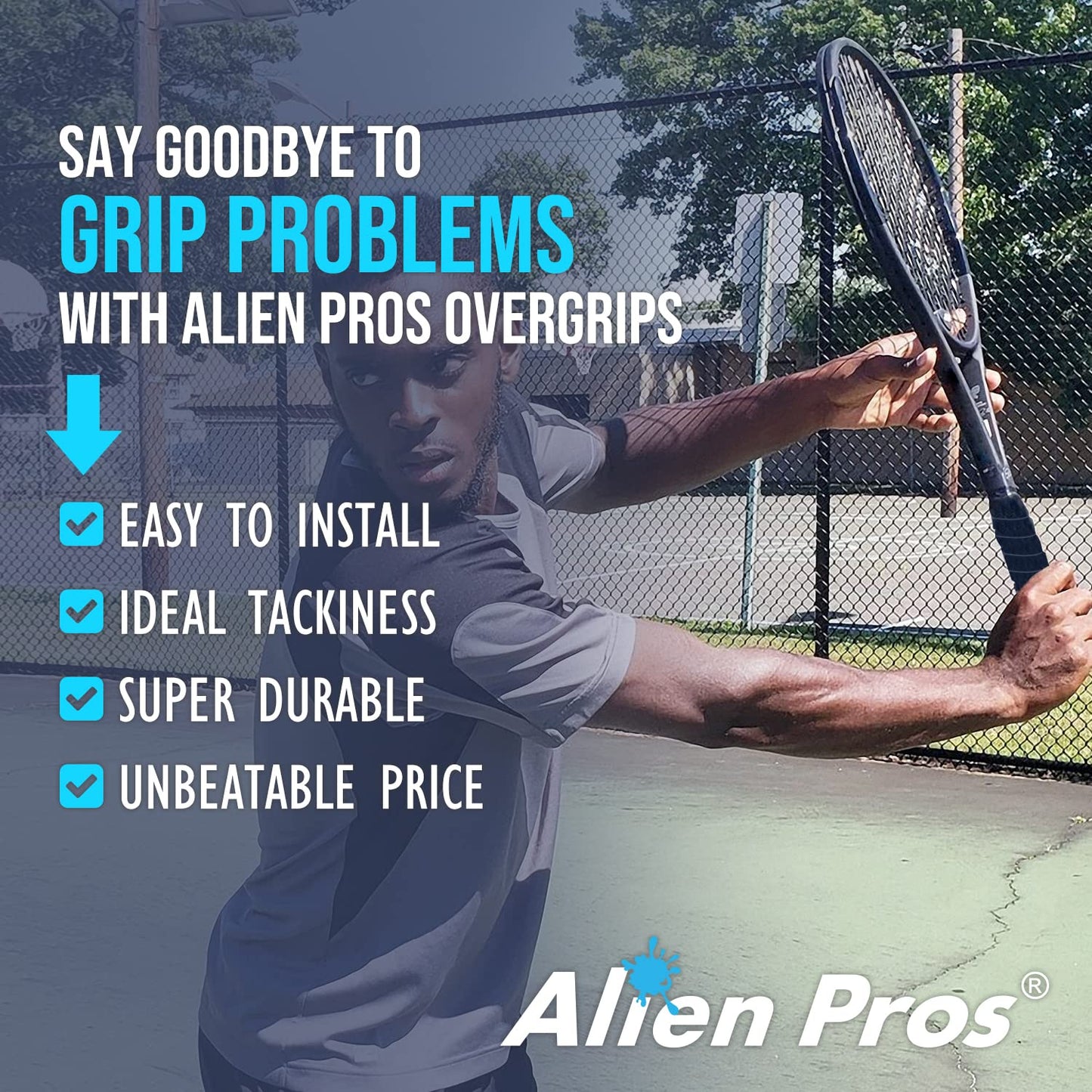 ALIEN PROS New Model M-Tac Tennis Racket Grip Tape (6 Grips) - Overgrip for High Performance Racquet Wrap (White)