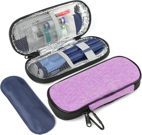 Insulin Pen Cooler Case by [Brand Name] - Travel-Friendly Insulated Bag with 2 Reusable Ice Packs | Purple