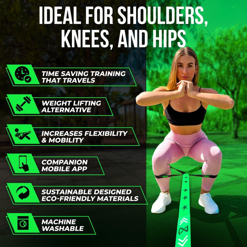 Two8 Bands Multi Loop Resistance Band for Working Out - Green, Movement Band (Light) - Home Gym Loop Resistance Bands for Women & Men, Athletic Rehab Equipment Workout Loops, Sports Fitness Gear