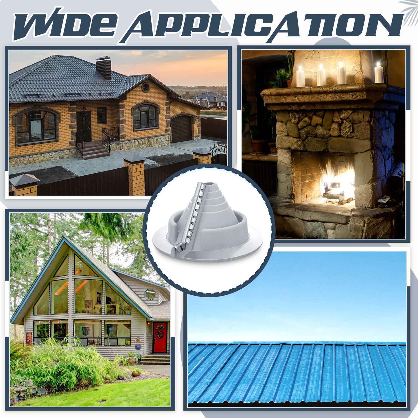 Pushglossy Metal roof Vent Pipe Flashing Boot Epdm Flexible Roof Jack Rubber Flashing Collar Repair Shingle Boot,Round Base(1 Pcs,Pipe Diameter 3/4" - 2-3/4")