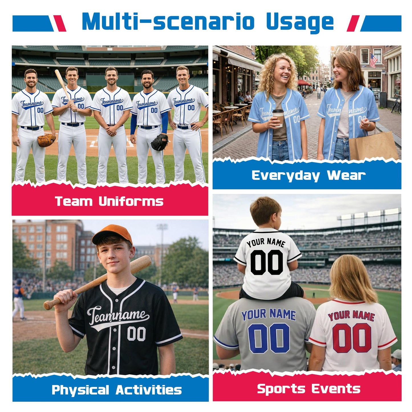 Custom Baseball Jersey Personalized Team Shirt for Men Women Youth Stitched/Printed Baseball Uniform with Name Number Logo (Blue)