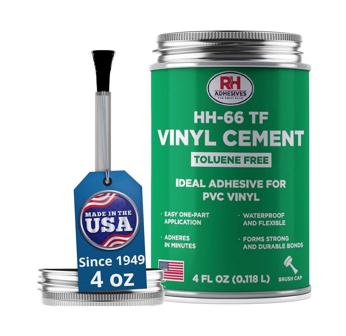 RH Adhesives HH-66 Toluene Free Vinyl Cement - Waterproof Flexible Adhesive for PVC & Vinyl Repair - 4 oz