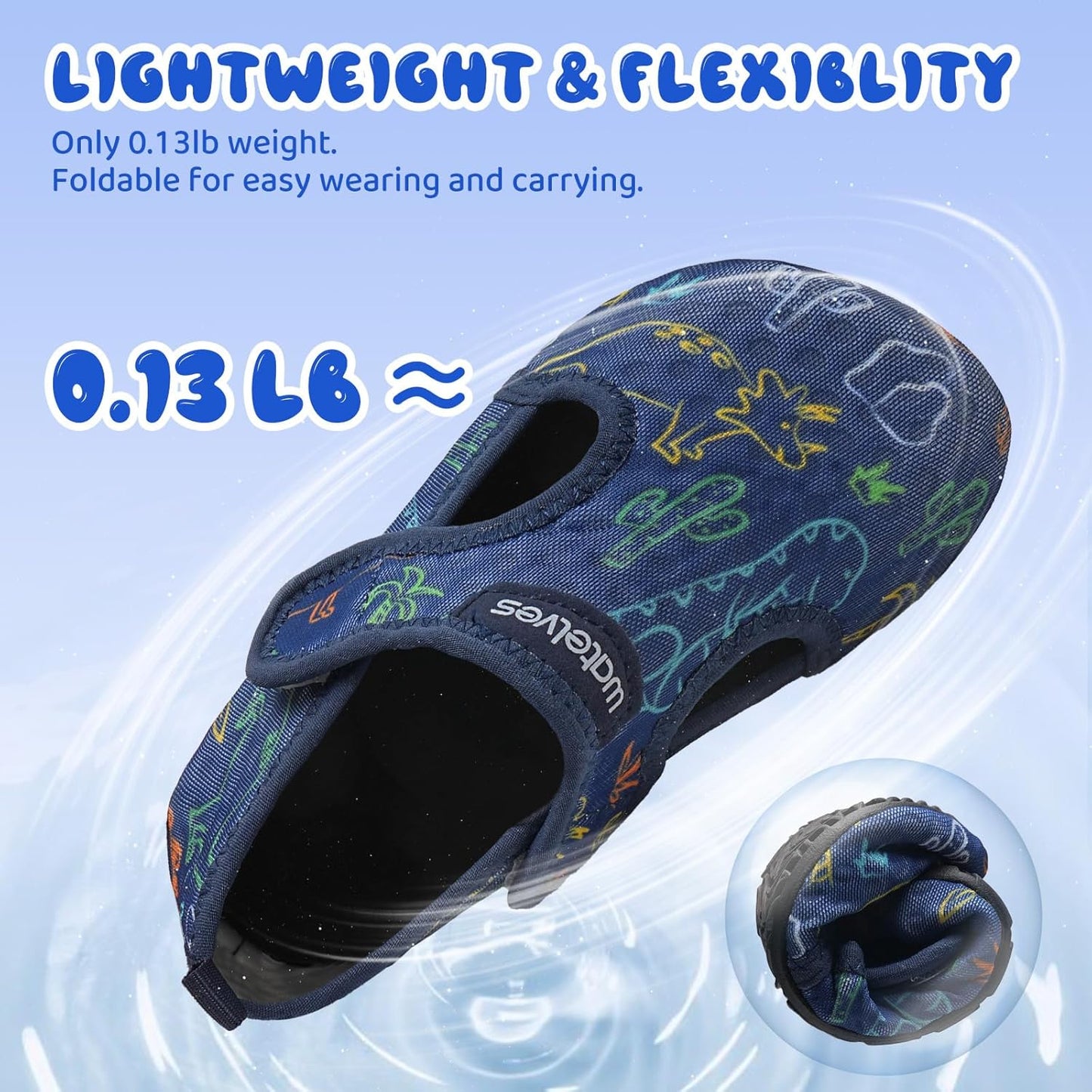 WateLves Kids Water Shoes - Non-Slip Quick Dry Aqua Socks for Beach & Swim | Toddler Size