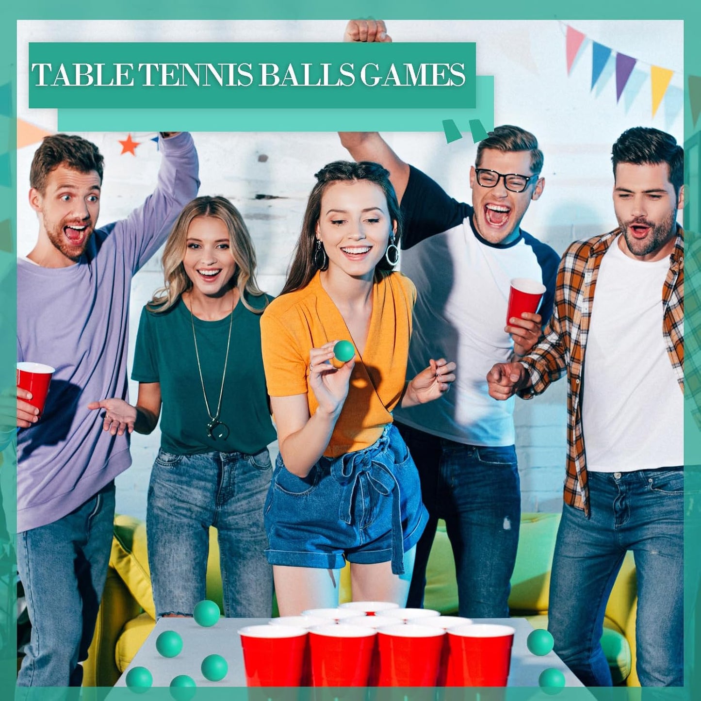 Skiennix Table Tennis Balls - 28 Pcs 40mm Colorful Plastic Balls for Parties & Games