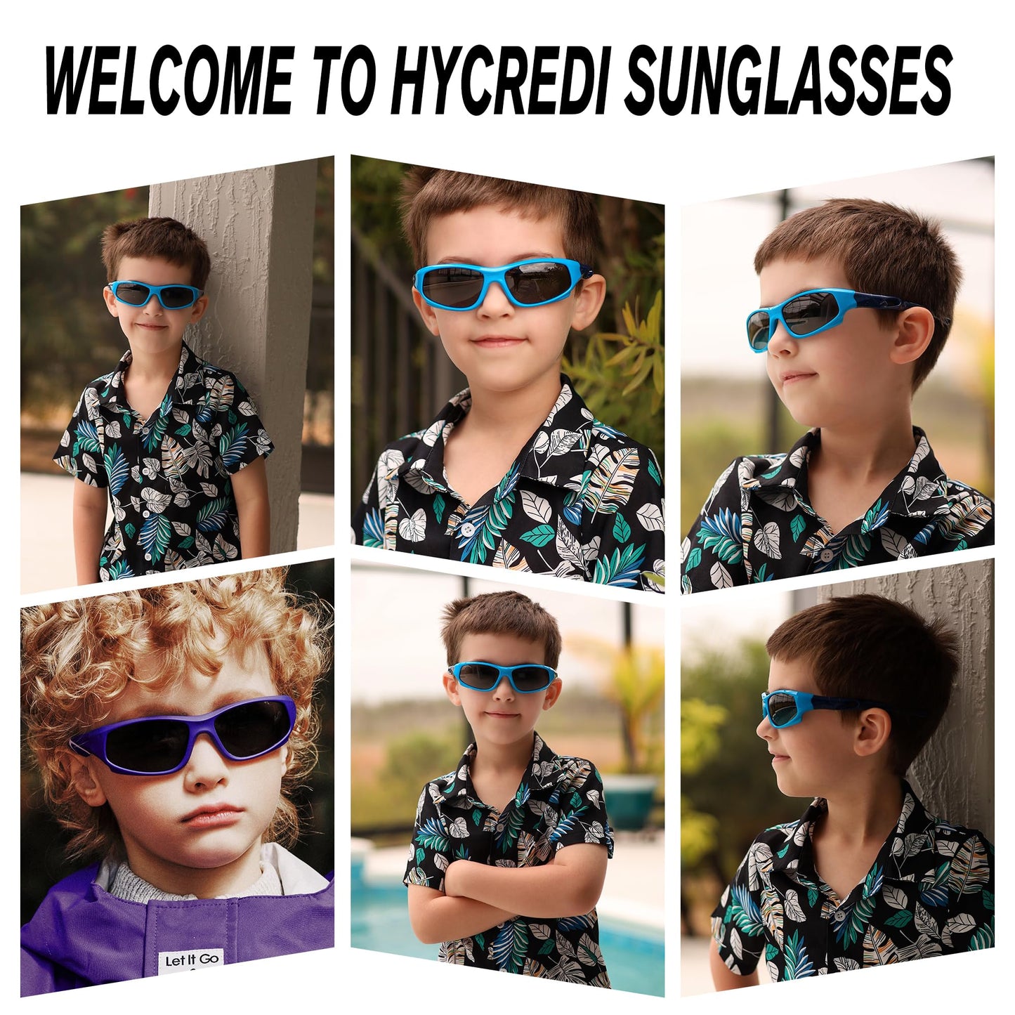 Hycredi Kids Sports Polarized Sunglasses- Unbreakable Baseball Running Cycling Golf Sun Glasses for Boys Girls Age 4-12 - Blue/Gray Lens