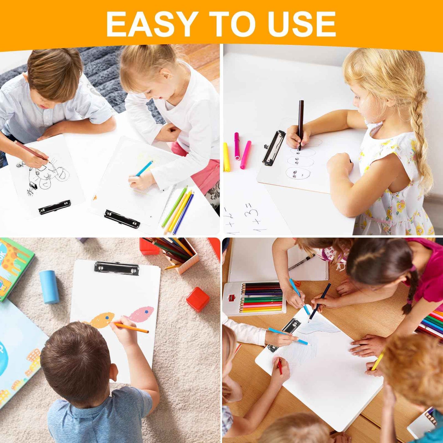 Macroclo Dry Erase Wood Clipboard 20 Pack, Hardboard Clip Board 8.5x11 for Classroom, Students, Kid, Size 9" x 12.5", Double-Sided White Board, with Low Profile Clip, Office & School Supply