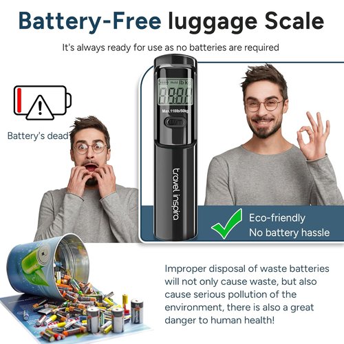 Battery-Free Luggage Scale - Portable Handheld Suitcase Weight Scale | 110 lbs/50 kg Capacity