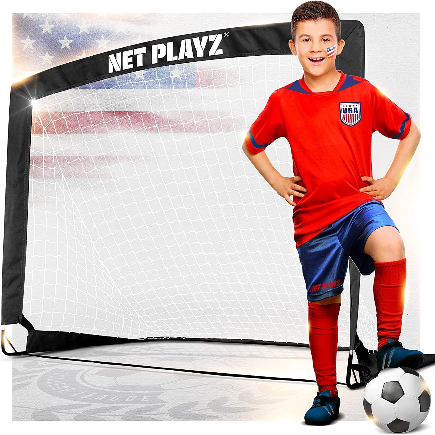 NET PLAYZ Soccer Goals Soccer Net - Kids Pop-up Football Goals for Backyard Practice & Training, Portable 4' x 3', Black (NOS27440A01)