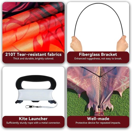Large Dragon Kite by [Brand Name] - Easy to Fly | 300ft String | Perfect for Outdoor Fun