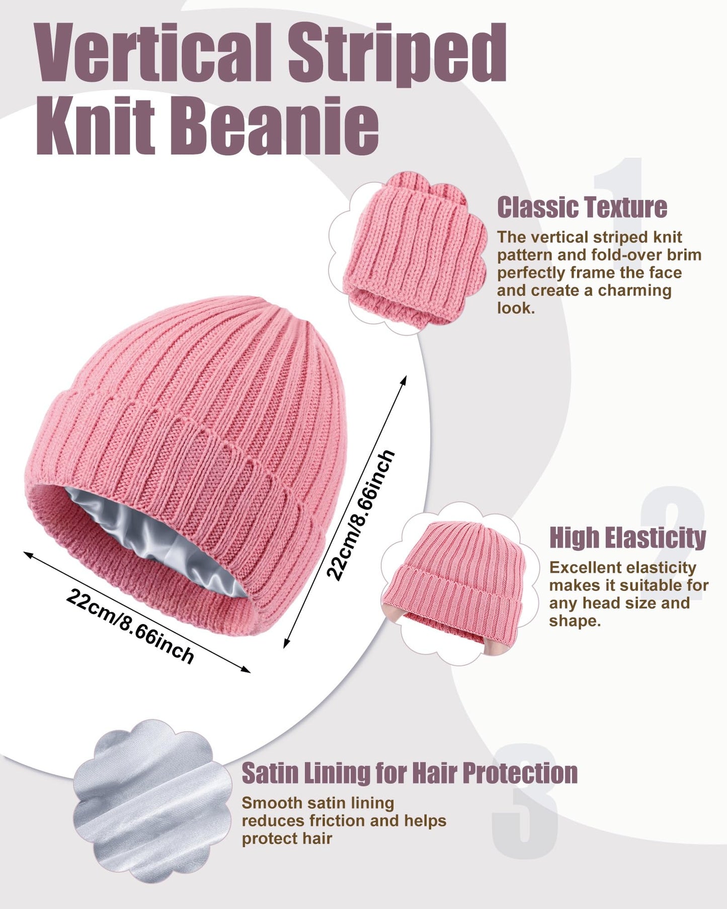 Geyoga 6 Pcs Winter Knit Set with Knit Beanie Hat Long Scarf Touchscreen Gloves Foldable Earmuff Fleece Socks for Women(Pink,Minimalist Style)