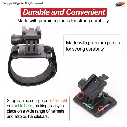 Cygolite Helmet Mount Kit for Ranger, Expilion, Metro, Streak Series Bike Lights, Black, Compact (HLMT-DCV12)