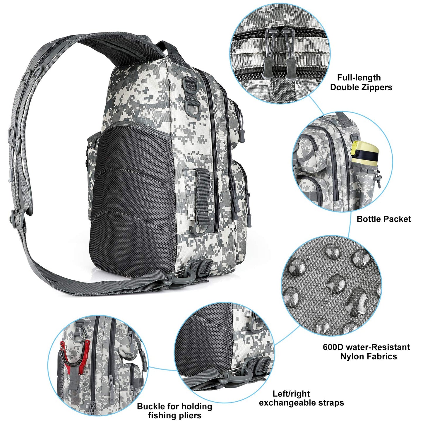 PLUSINNO Fishing Backpack Tackle Bag, Water-Resistant Backpack with Rod Holder, Ideal Shoulder Bag Gifts for Men