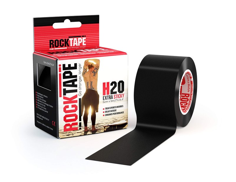 RockTape H2O 2-Inch Highly Water-Resistant Kinesiology Tape , Black, 2" x 16.4'