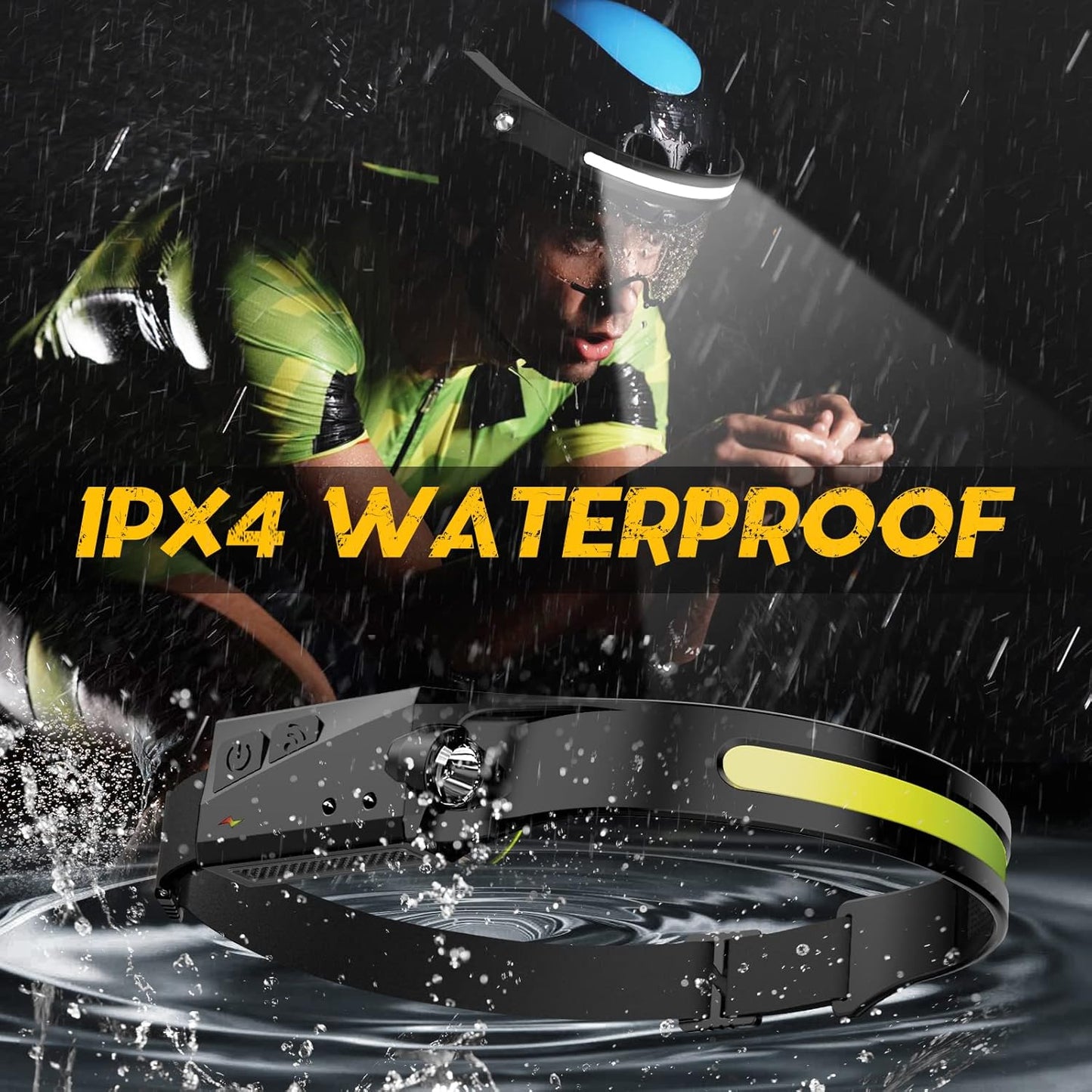 Skiennix LED Headlamp - 230° Wide Beam Rechargeable Flashlight | Waterproof, Adjustable for Outdoor Activities