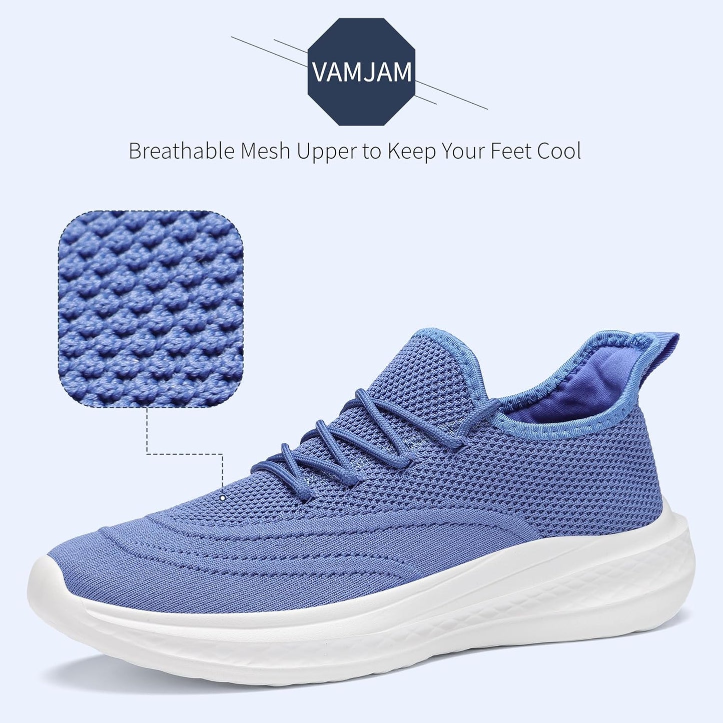 VAMJAM Men's Running Shoes - Lightweight Slip-On Sneakers | Breathable Mesh for Gym Workouts