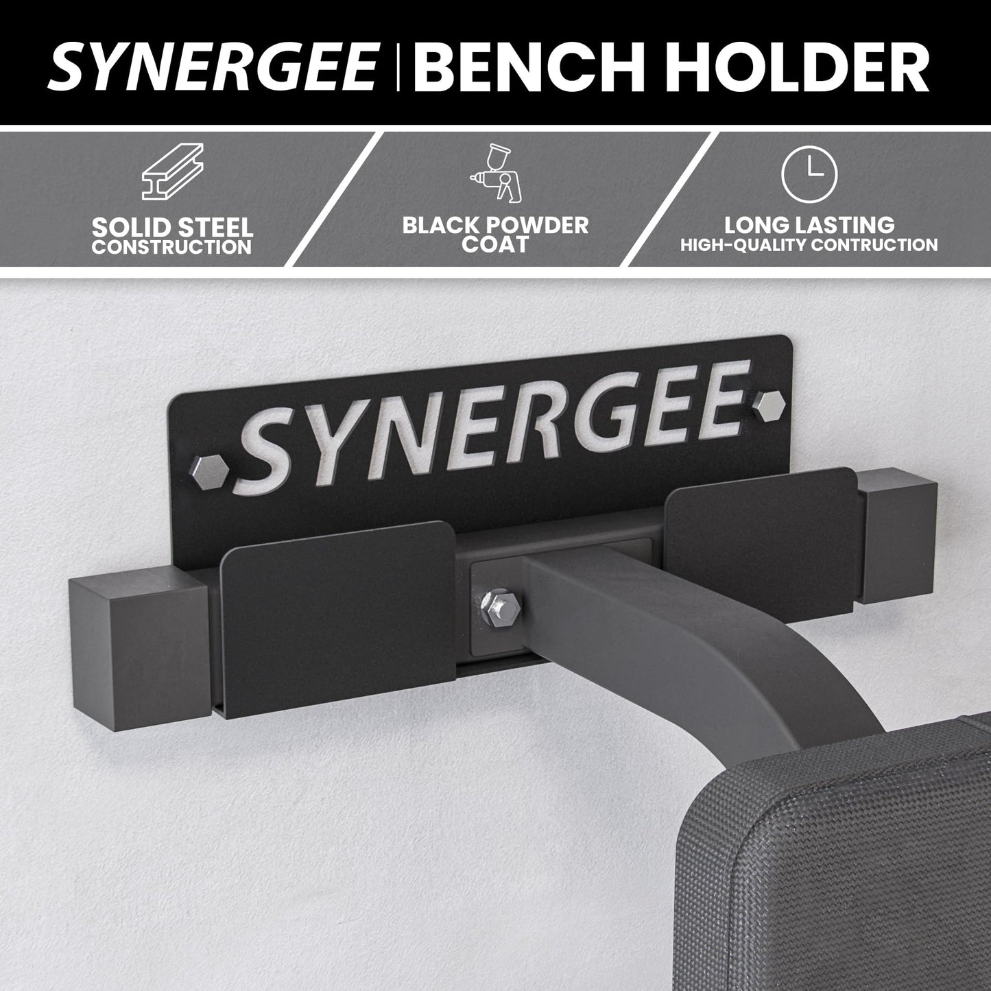 Synergee Weight Bench Wall Rack – Heavy Duty Wall Mounted Holder
