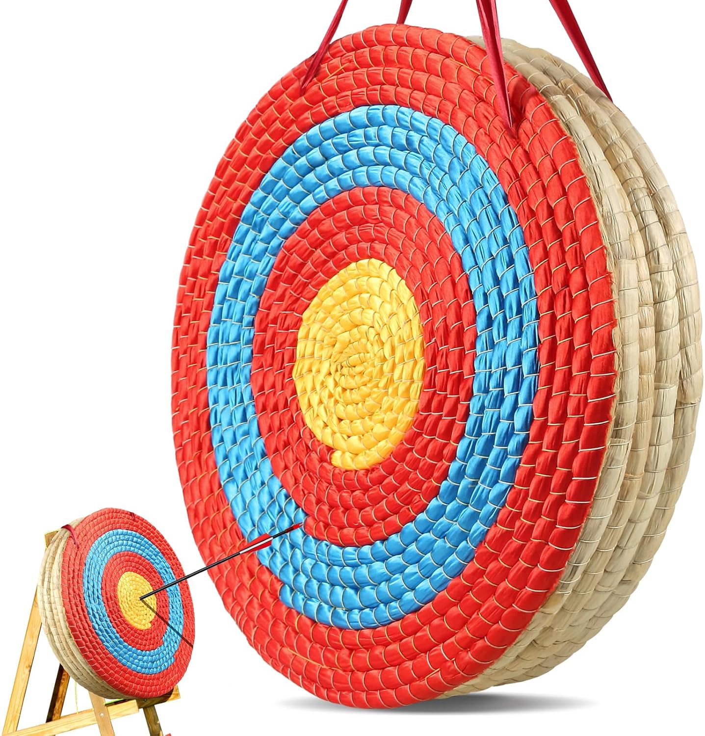 VEVOR 20" Round Straw Archery Target - Durable Traditional Design for Backyard Use, Red
