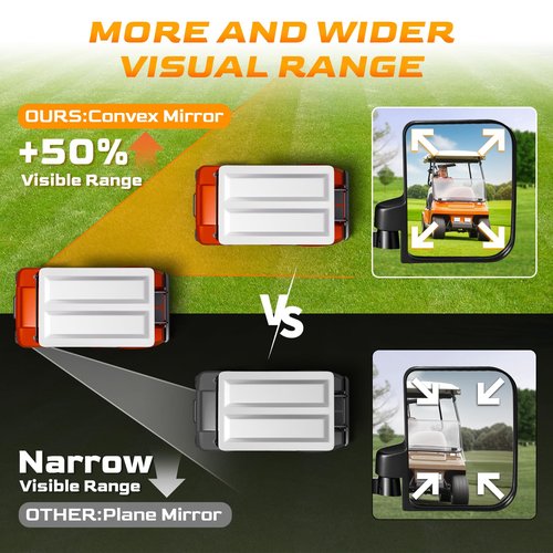 Golf Cart Mirrors, Golf Cart Side Mirrors with LED Turn Signal Light, Universal Rear View Mirror for Club Car EZGO YAMAHA, Left & Right Pair, Street Legal, Easy Bolt-On Installation, Enhanced Safety