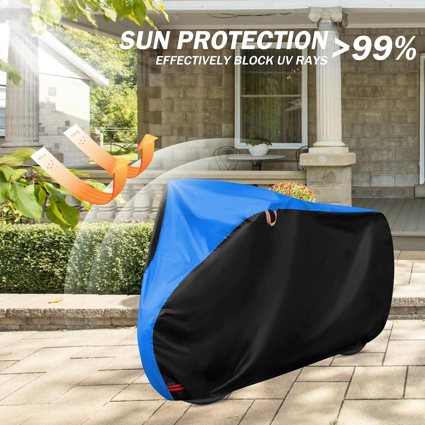 Skiennix Bike Cover - All Weather Waterproof Protection | UV & Dust Resistant | XL Black & Blue (79 x 27.5 x 44 in)