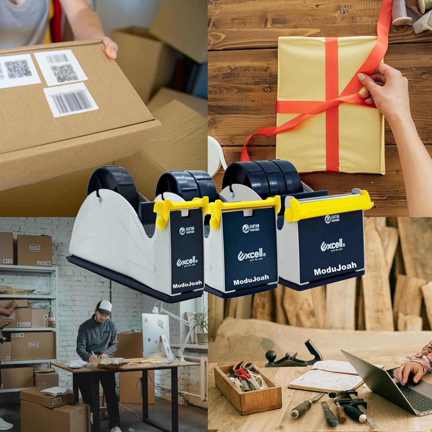 MDJ Excell Premium Steel 3 inch Core Metal Multi-Roll Desktop Tape Dispenser for Masking, Packing, Shipping, Packaging, and Painter (3-inch Wide)