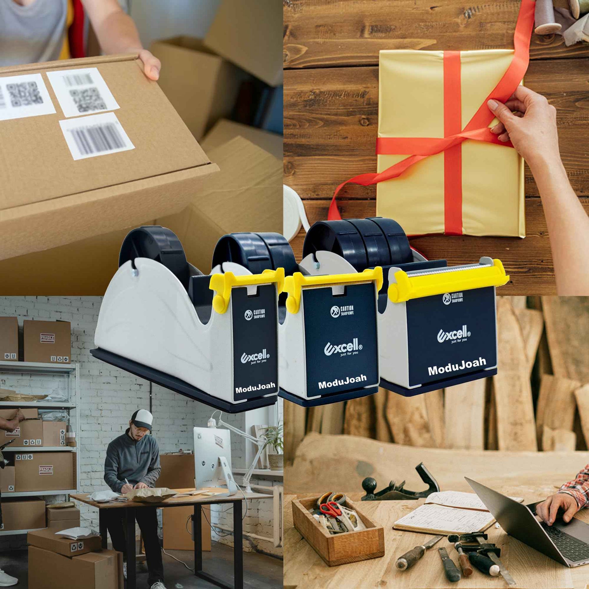 MDJ Excell Premium Steel 3 inch Core Metal Multi-Roll Desktop Tape Dispenser for Masking, Packing, Shipping, Packaging, and Painter (3-inch Wide)