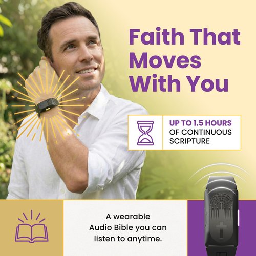 LIAISE Audio Bible Watch with 300+ NIV Verses, WWJD Wearable Scripture Speaker Bracelet, Rechargeable Christian Bible Wristband, Faith Based Gift for Men & Women, White