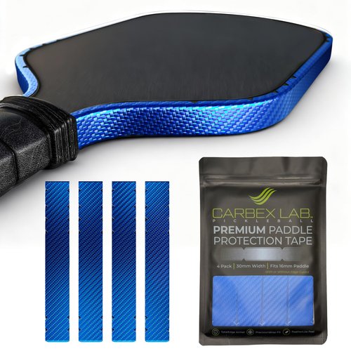 Carbex Lab Pickleball Edge Guard Tape – Carbon Blue – 30mm Width for 16mm Paddle – 4-Pack PU Protection Strips – Wrinkle-Free Edge Guard, Durable Wrap, Court-Safe Accessory