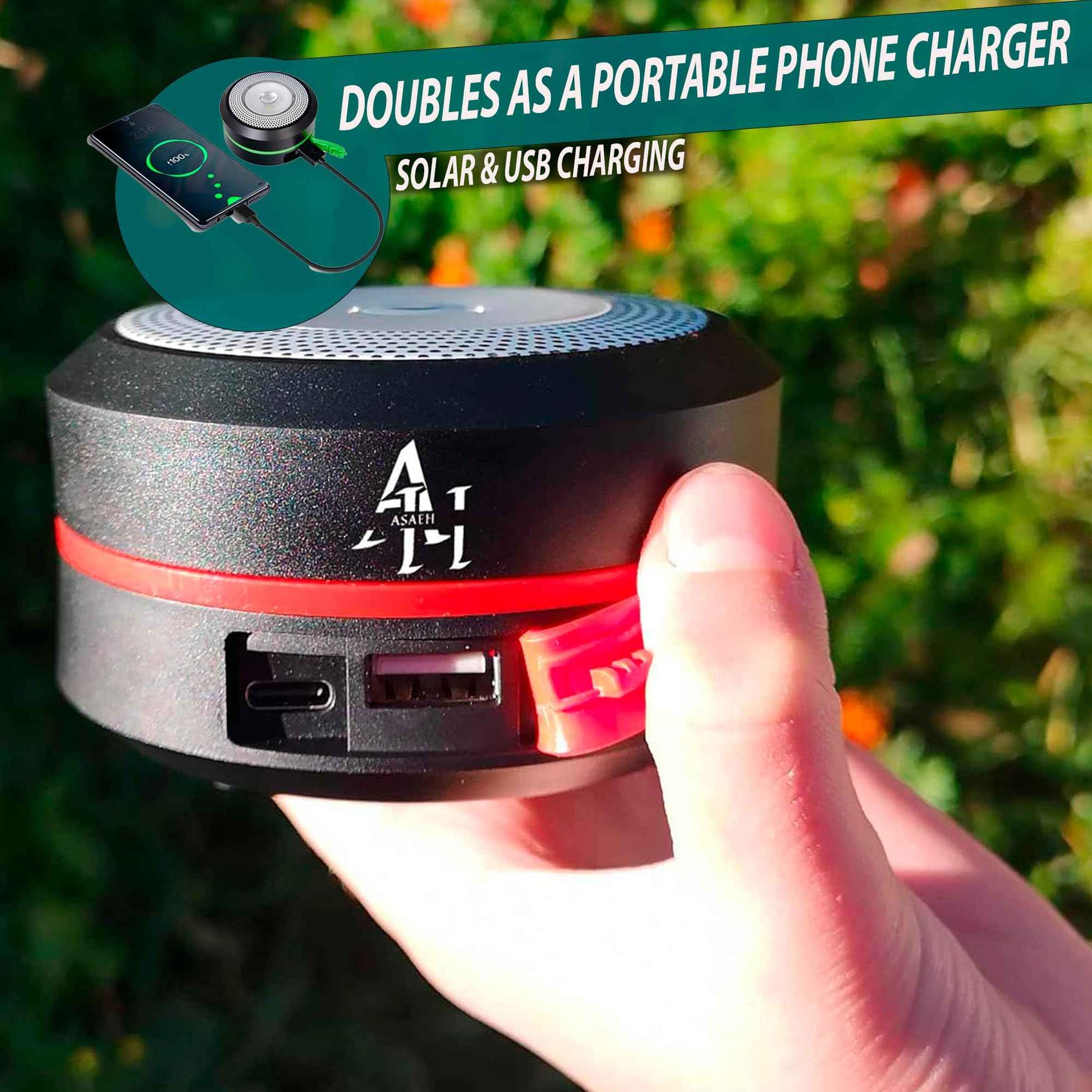 Asaeh Solar Camping Lantern - LED Lanterns for Power Outages, Camping Lights, Emergency Flashlight - Collapsible Lamp, Rechargeable W/ Solar or Plug