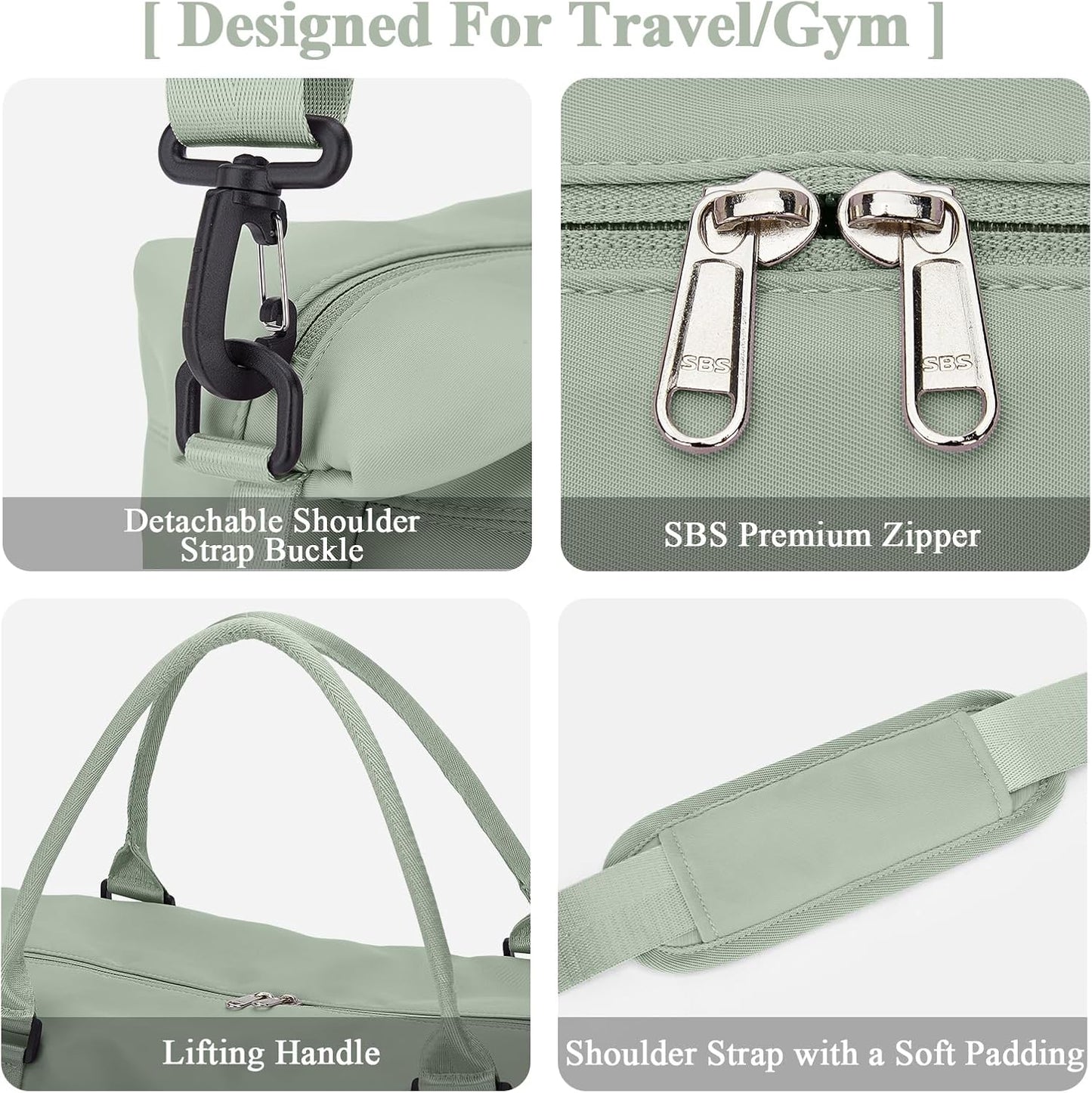 Skiennix Travel Duffel Bag - Shoes Compartment & Carry-On Design | Perfect for Overnight Getaways 18x14x8