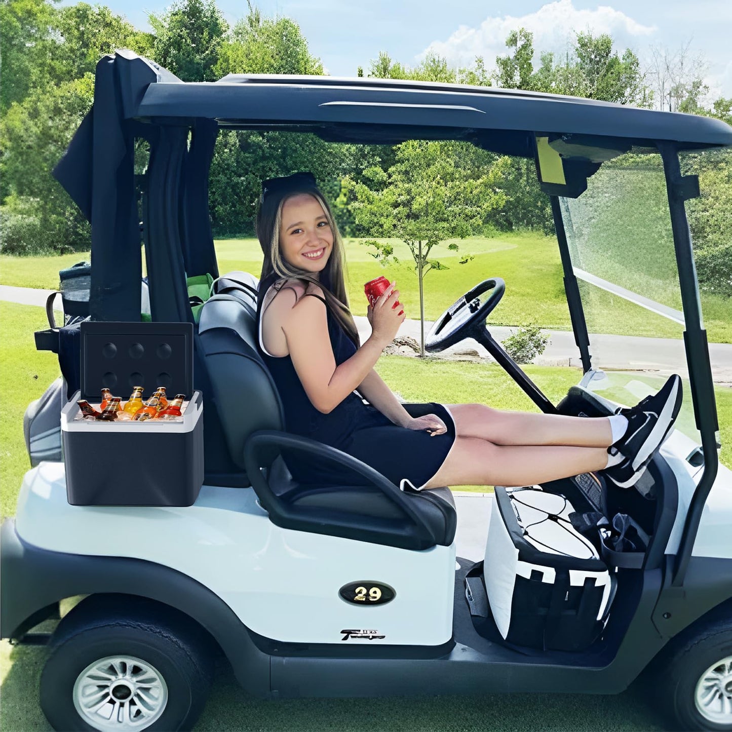 Club Car Precedent Cooler, Golf Cart Ice Coolers with Mounting Bracket for Club Car Precedent Tempo Onward, Universal 6L Large Capacity Cooler, 48 Hours Cooling Ice Chest OEM#102588101 103886801