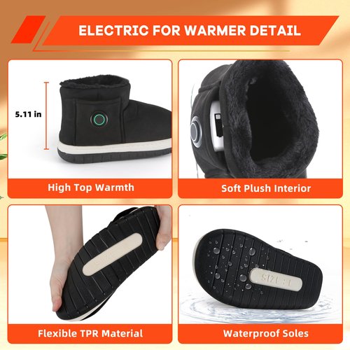 NBtoUS Women Heated Shoes with 2 Pack 5500mAh Battery(Black, XL)