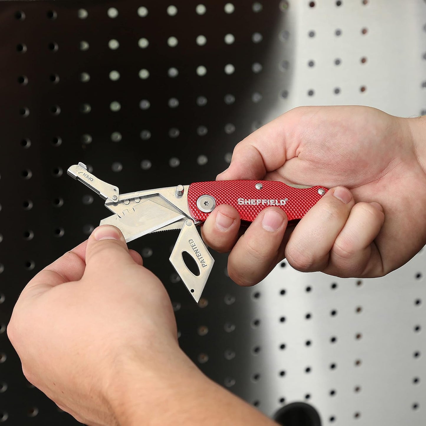 Sheffield Folding Utility Knife - Aluminum Handle, Accepts Standard Blades | Ideal for Home, Office & Trades