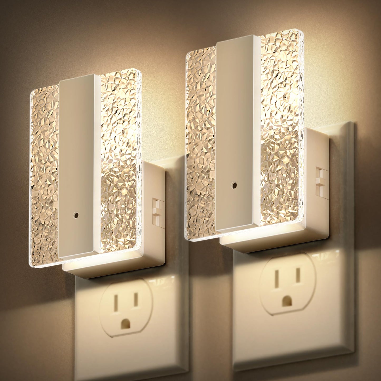 DORESshop LED Night Lights Plug Into Wall, [2 pack] Mordern Night Light with Dusk-to-Dawn Sensor, Dimmable Nightlights, Adjustable Brightness Night-Lights for Bathroom, Hallway, Bedroom,Stairway