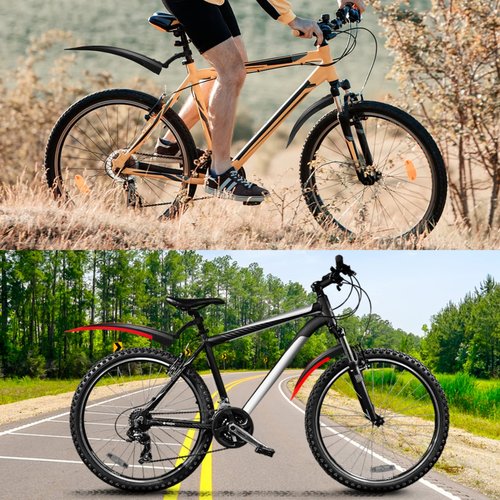 R2Depot Bike Mudguard Set with 8M DIY Reflective Tape, 2 Parts-Universal Full Cover Thicken Widen Bicycle Fender Set, Front/Rear Mud Guards Fit for 20"/22"/24"/26" MTB Mountain Road Bike(Black Green)