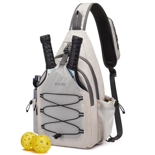 G4Free Large Pickleball Bag, Crossbody Sling Bag for Men Women, Pickleball Paddle Backpack Gifts for Sports, Ivory