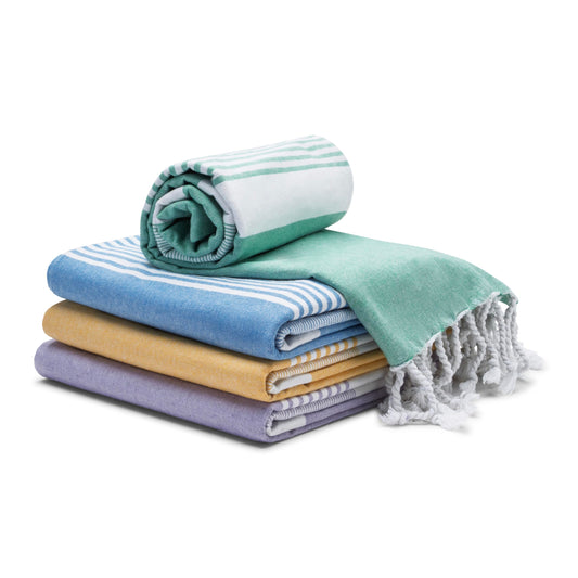 9Threads Cotton Turkish Beach Towel with Towels Oversized 36"x72" Pool Absorbent Extra Large Quick Dry Sand Travel Towel (Coastal, 4 Pack)